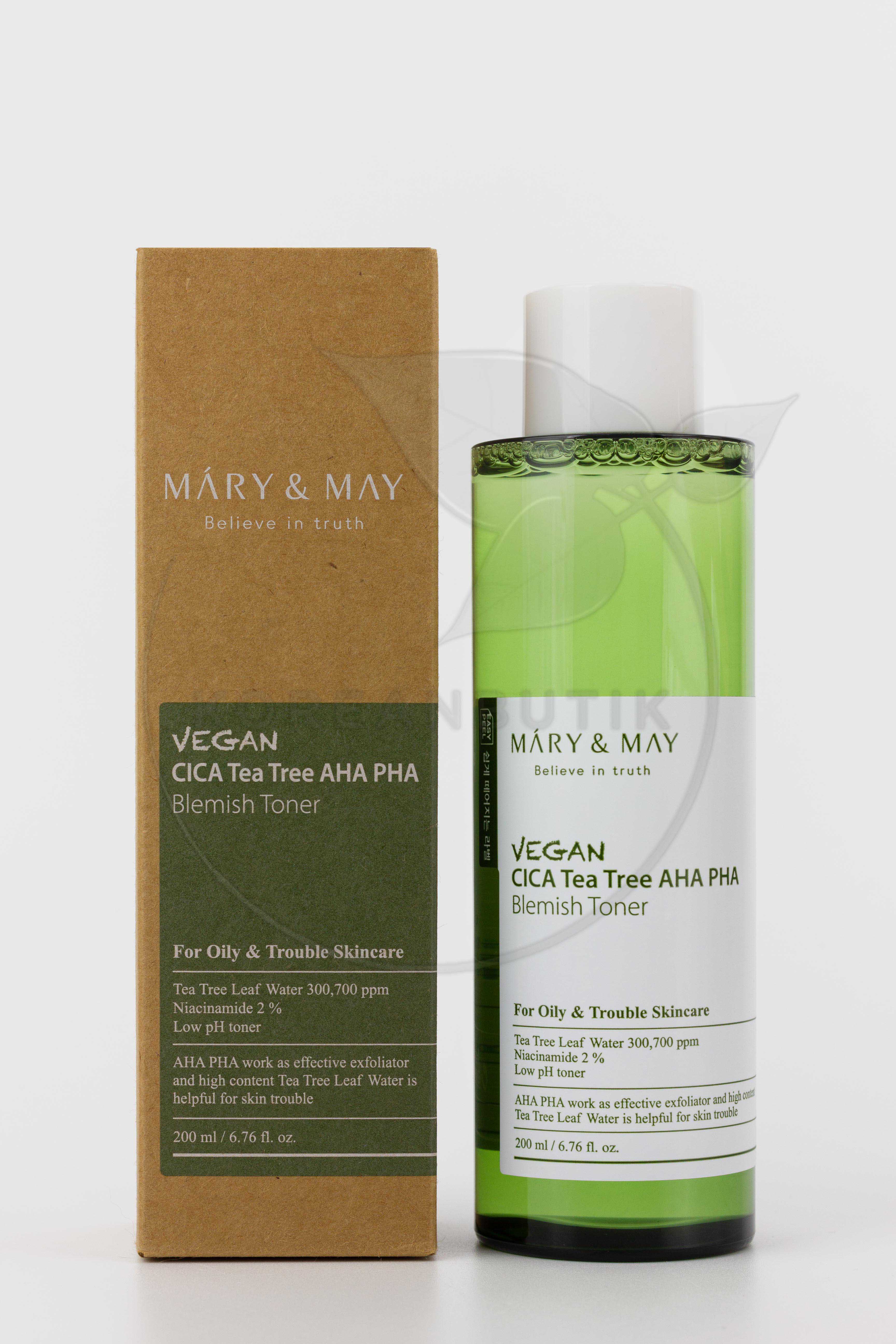  Mary&May Vegan Cica Tea Tree AHA PHA Toner 200ml 