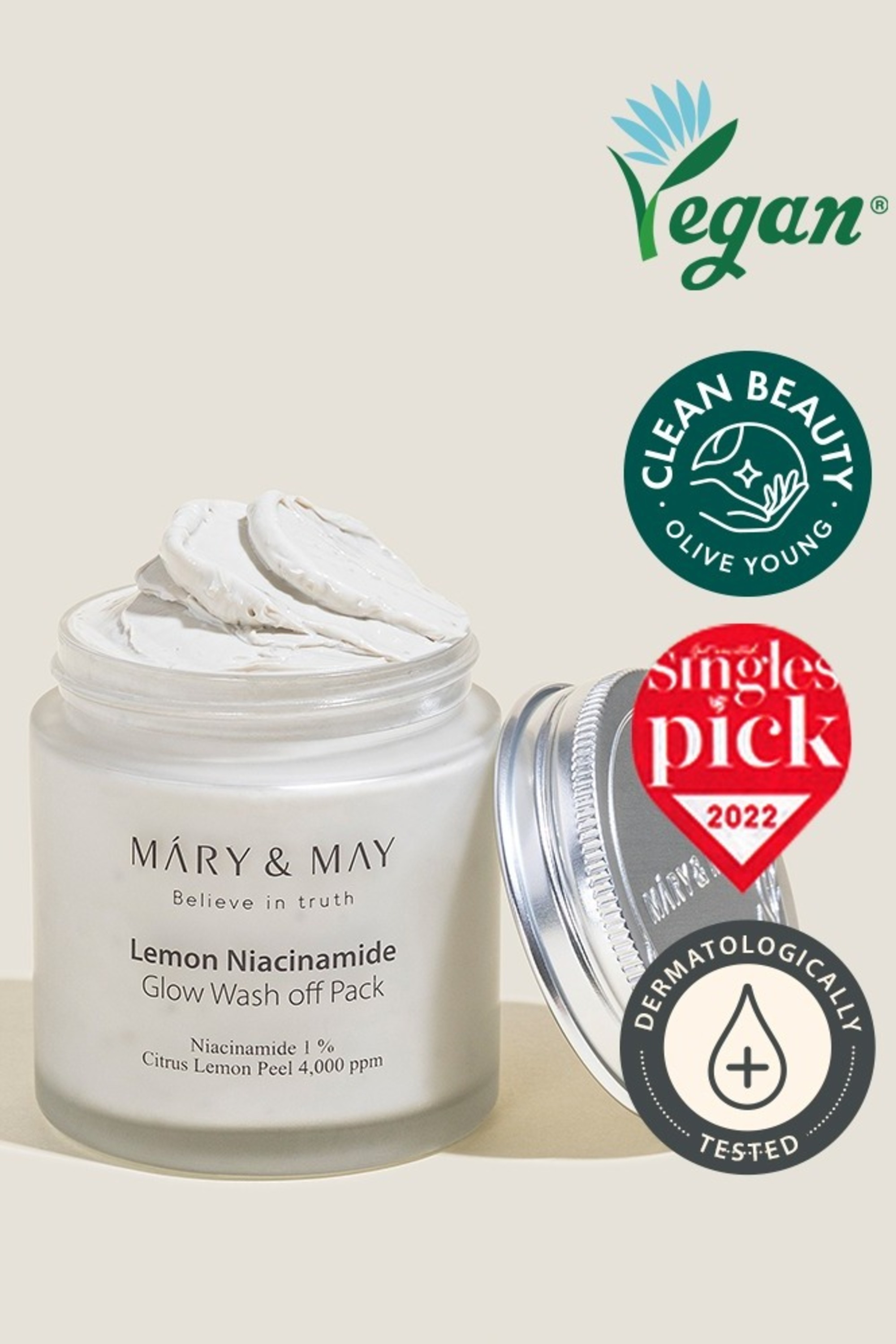  Mary&May Lemon Niacinamide Glow Wash Off Pack 125g 