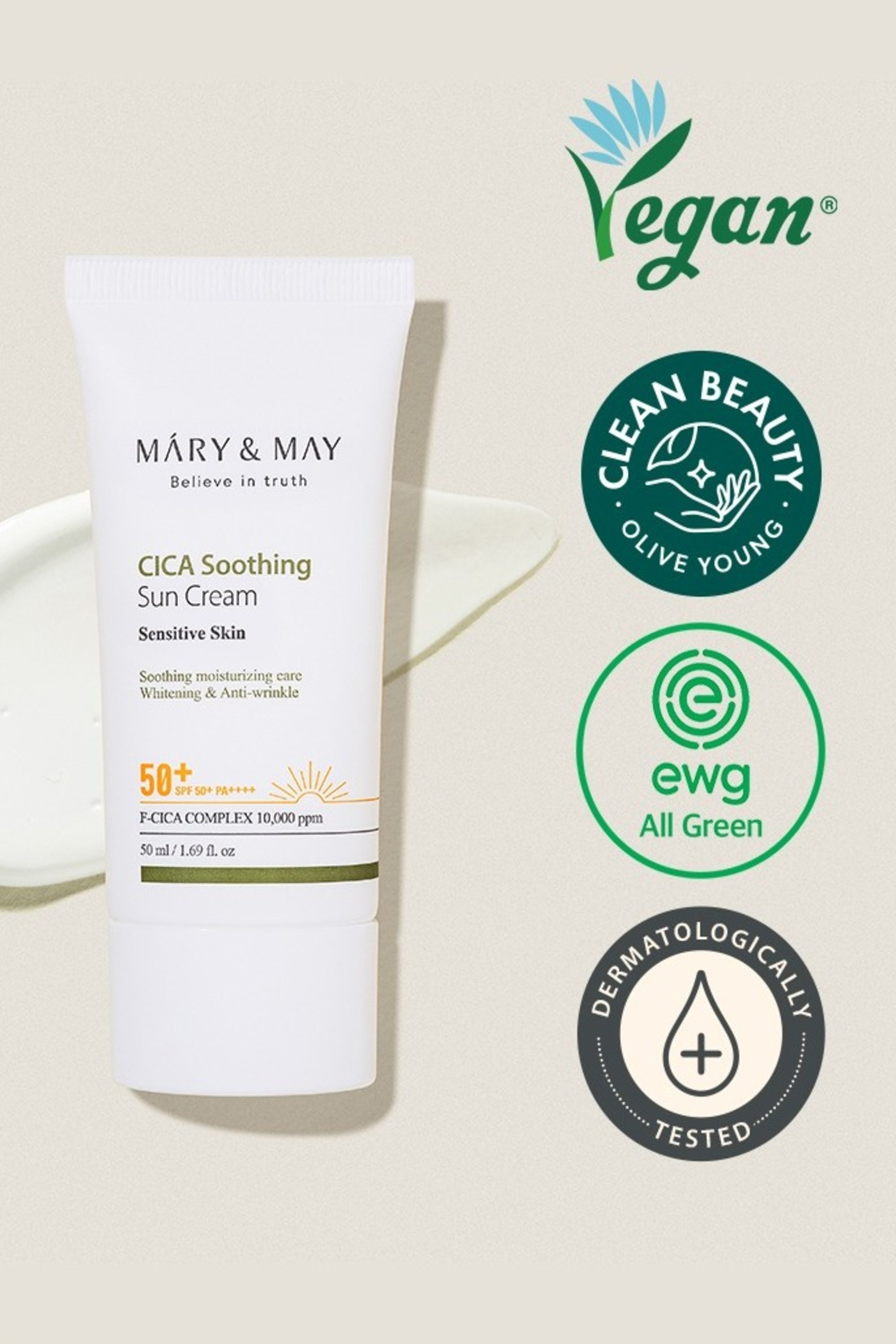  MARY & MAY CICA Soothing Sun Cream SPF50+ PA++++ 50 мл 